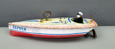 Vintage 1999 Schylling Tin Wind Up Zephyr Speed Boat No Box