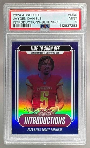 7283 Jayden Daniels 2024 Panini Absolute #I-JDS Blue Introductions /50 PSA 9