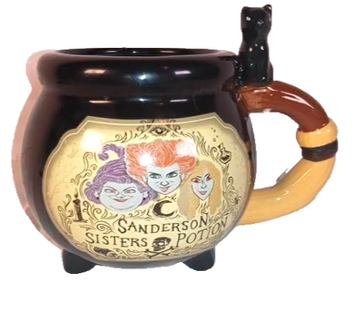 #ad Disney Hocus Pocus Sanderson Sisters Potion Cauldron Mug 20oz Cat Handle Cup $12.99