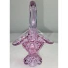 Fenton Glass Basket Handmade USA Pink Lavender Floral Embossed Art Glass READ!
