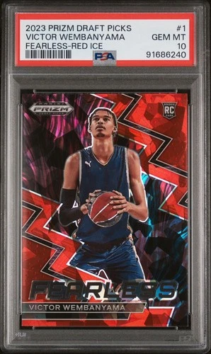 🔥🔥2023 Prizm Draft FEARLESS Victor Wembanyama #1 Red Ice Prizm PSA 10🔥🔥