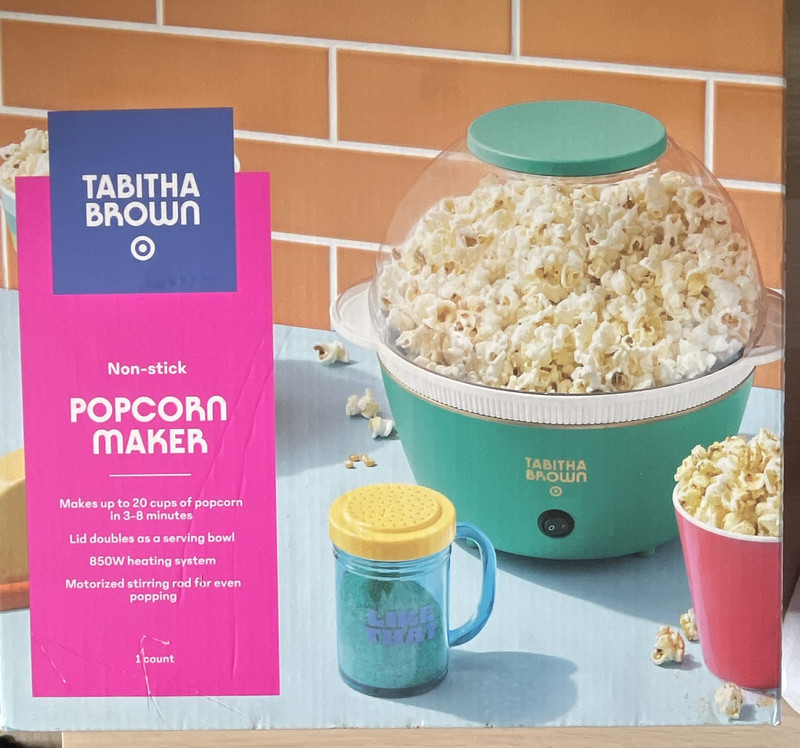 Tabitha Brown Kettle Popcorn Maker 850W Oil Non-Stick Removable Top Lid Green