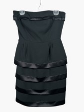 Vintage Liz Claiborne Size 10 Strapless Dress Black Cocktail Tiered 90s Chic