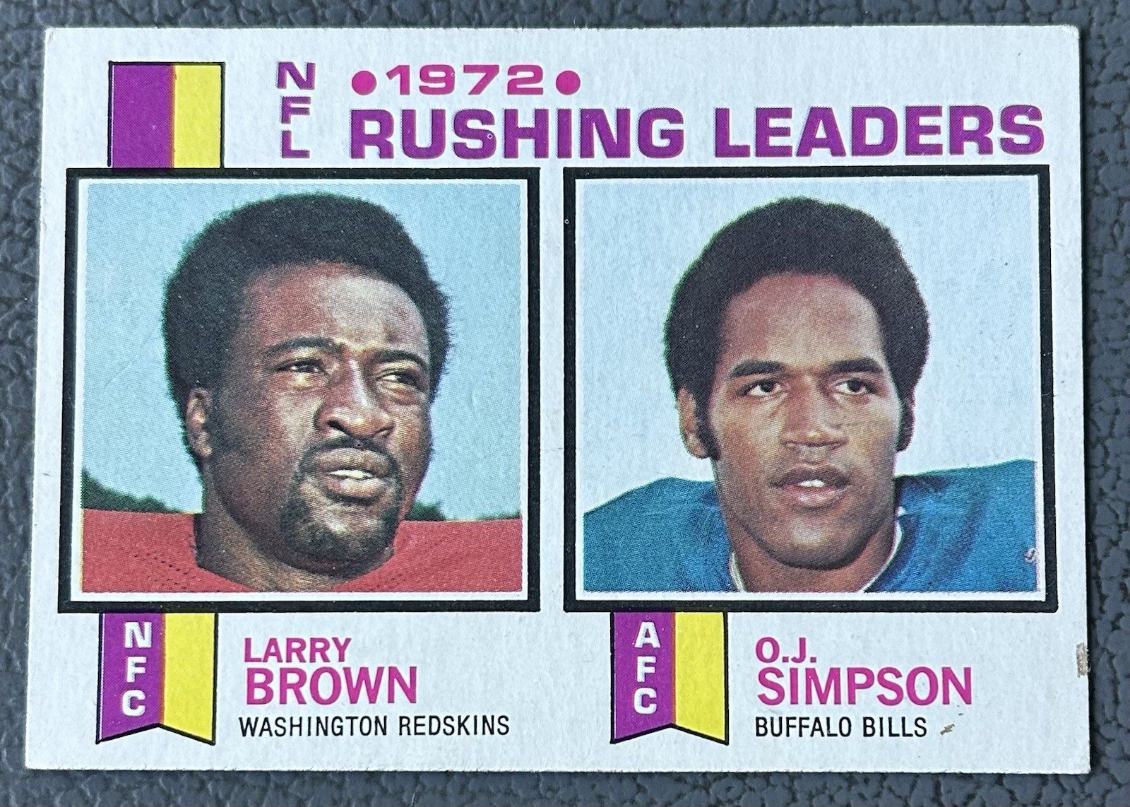 1973 Topps - Rushing Leaders O.J. Simpson HOF, Larry Brown #1