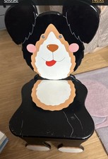 Wooden Animal Chair Dog Design Black Kids Chair Solid Wood Cute Nursery Seat