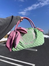 Juicy Couture Juicy Tale Bowler Satchel Bag Retro Green Quilted Velour NWT