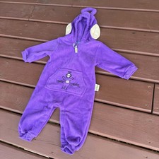 1999 Vintage Teletubbies Tinky Winky Purple Fleece Hooded Romper 12M Costume