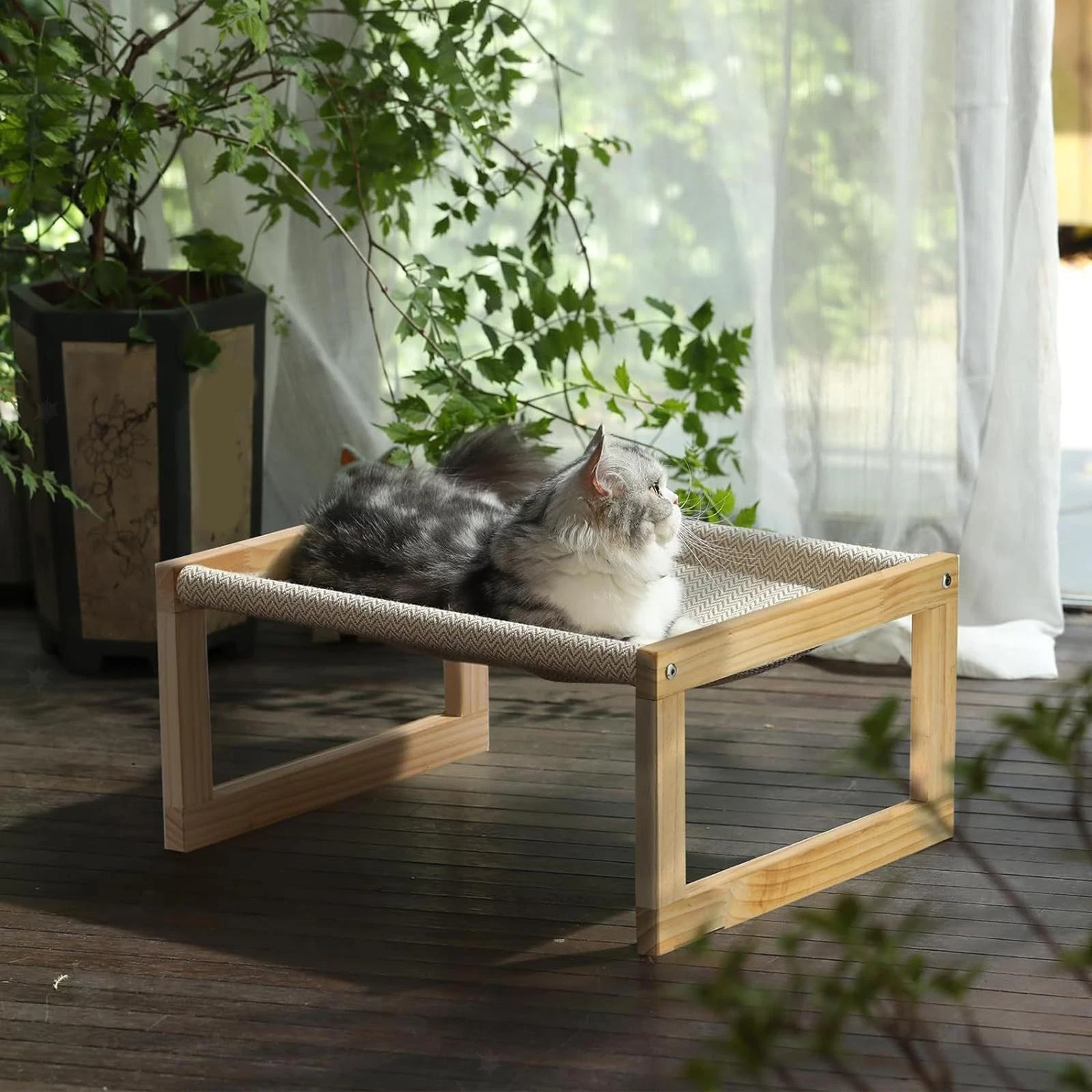 Elevated Cat Bed Cat Hammock Bed Breathable Portable Pet Supply Rest Elevated