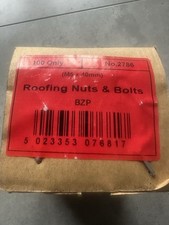 Box of 100 M5 40mm ROOFING BOLTS SQUARE NUTS CROSS SLOT DOME HEAD BZP SCREWS