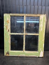 Primitive 24 x 22 Window Sash 4Pane 8x10 Glass Shabby Green Farm House