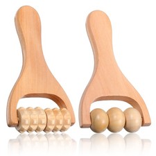 2Pcs Wooden Massage Roller, Handheld Wood Massage Tools - Wood Roller for Nec...