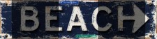 Vintage Tin BEACH Sign Retro Metal Sign for Seaside and beach Plaque 4x16 Inch