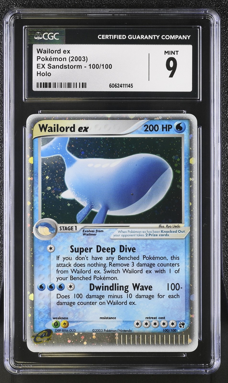 CGC 9 MINT Wailord ex 2003 EX Sandstorm 100/100 Holo Pokemon Card