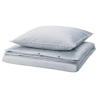 IKEA SOLFIBBLA Bettwäsche-Set, 4-teilig, weiß beige/Streifen, 2x140x200/80x80 cm