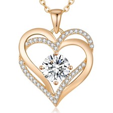 Love Heart Birthstone Necklaces for Women, Birthday Gift for Women, Anniversa...