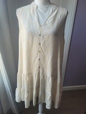 Women’s Nine West Button front ruffle hem dress yellow stripped XXL