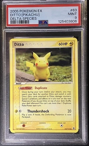 Pokemon EX Delta Species 2005 #63 DITTO [PIKACHU] PSA 9 Mint -  Very Clean