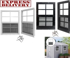 2 Shed Windows 12x18 14x21 18x23 18x17 24x27 36 Tempered Glass Fiberglass Screen