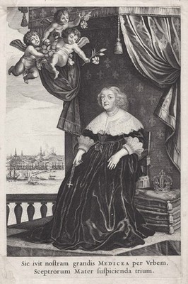 Maria de Medici Queen of France Reine Königin Marie Kupferstich Portrait 1765