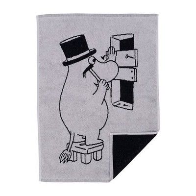 Arabia Moomin Moominpappa Bath Guest Towel Set 2pc Grey Black Organic Cotton New
