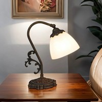 Tischleuchte Messing Glas Handarbeit Jugendstil Schreibtisch Nachttisch Lampe
