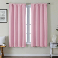 Pink Blackout Curtains for Bedroom 54 Inches Long - Thermal Insulated Noise Redu