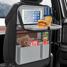 Car Backseat Organizer with table Tray, 9 Storage Pockets 1PACK, Dark Grey