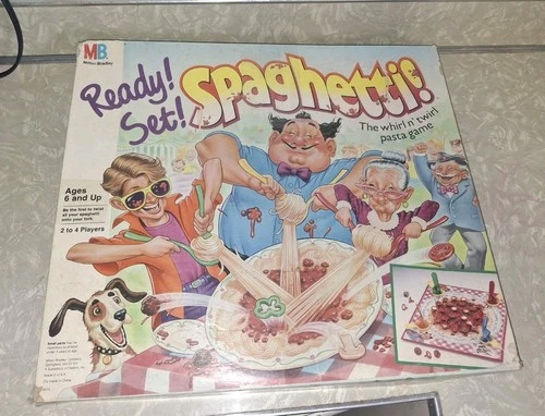 VINTAGE READY! SET! SPAGHETTI! 1989 Milton Bradley Board Game 100% COMPLETE CIB