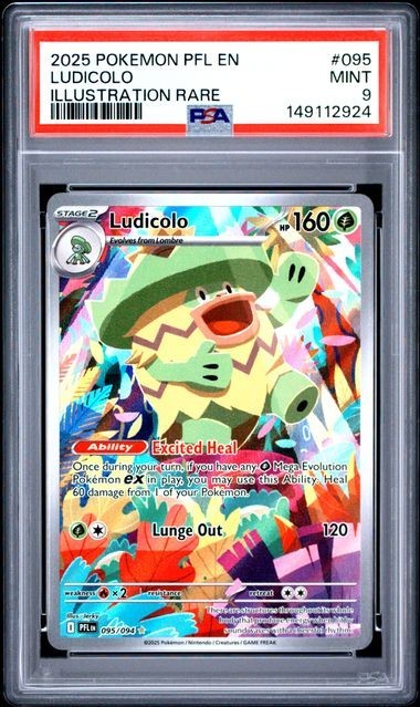 LUDICOLO #095 PSA 9 • 2025 POKEMON PFL EN-PHANTASMAL FLAMES ILLUSTRATION RARE
