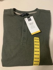 Member's Mark Men's Thermal Henley Shirt Waffle Knit, Long Sleeve, M