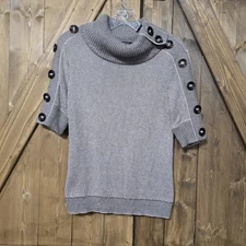 Carlisle Women’s Medium Knit Short Sleeve Sweater Button Shoulder Angora Blend