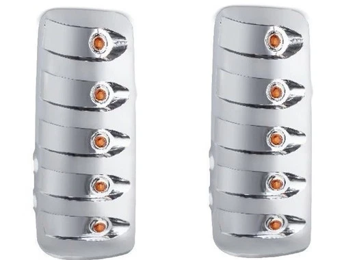 Kenworth T680-T880 Driver/Passenger Side Mirror Covers w 3/4" Amber LED Lights