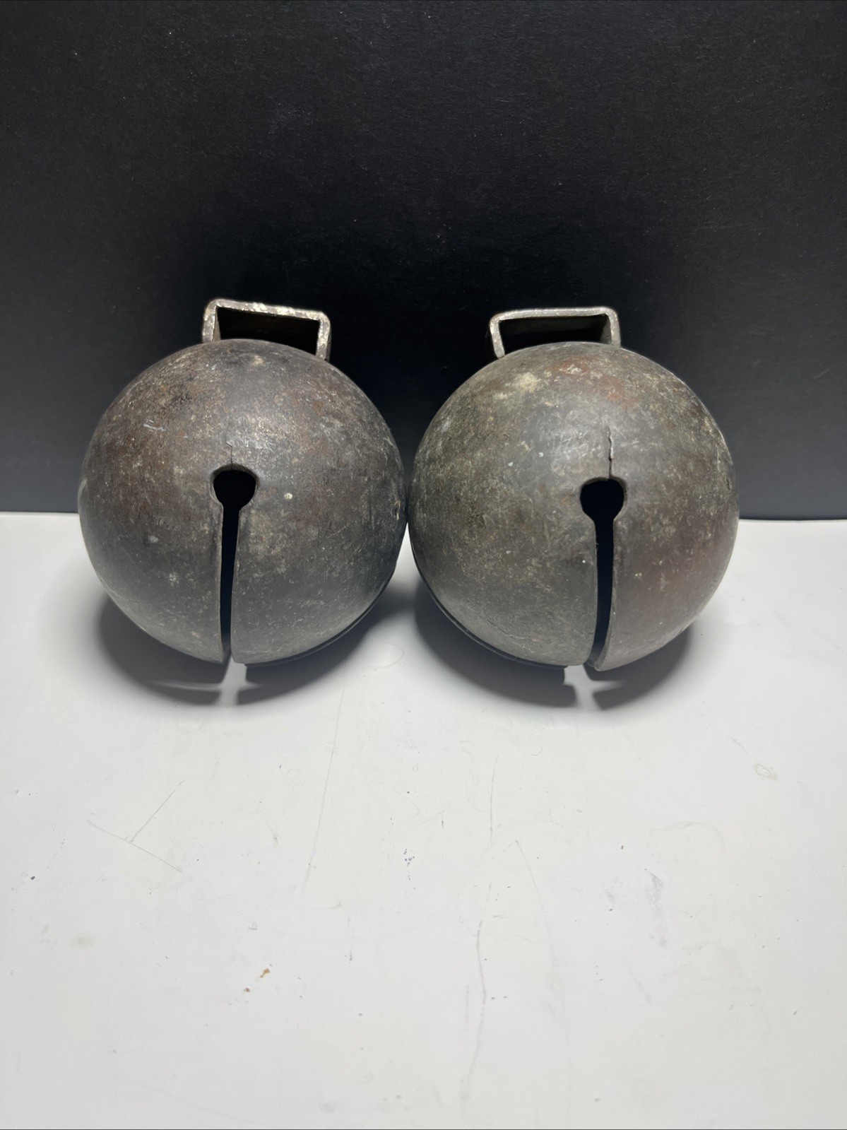 Antique Sleigh Bells , Set Of 2 . Heavy And Original.