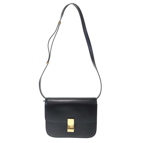Celine Classic Box Medium Leather Shoulder Bag Black - Used MESC-0