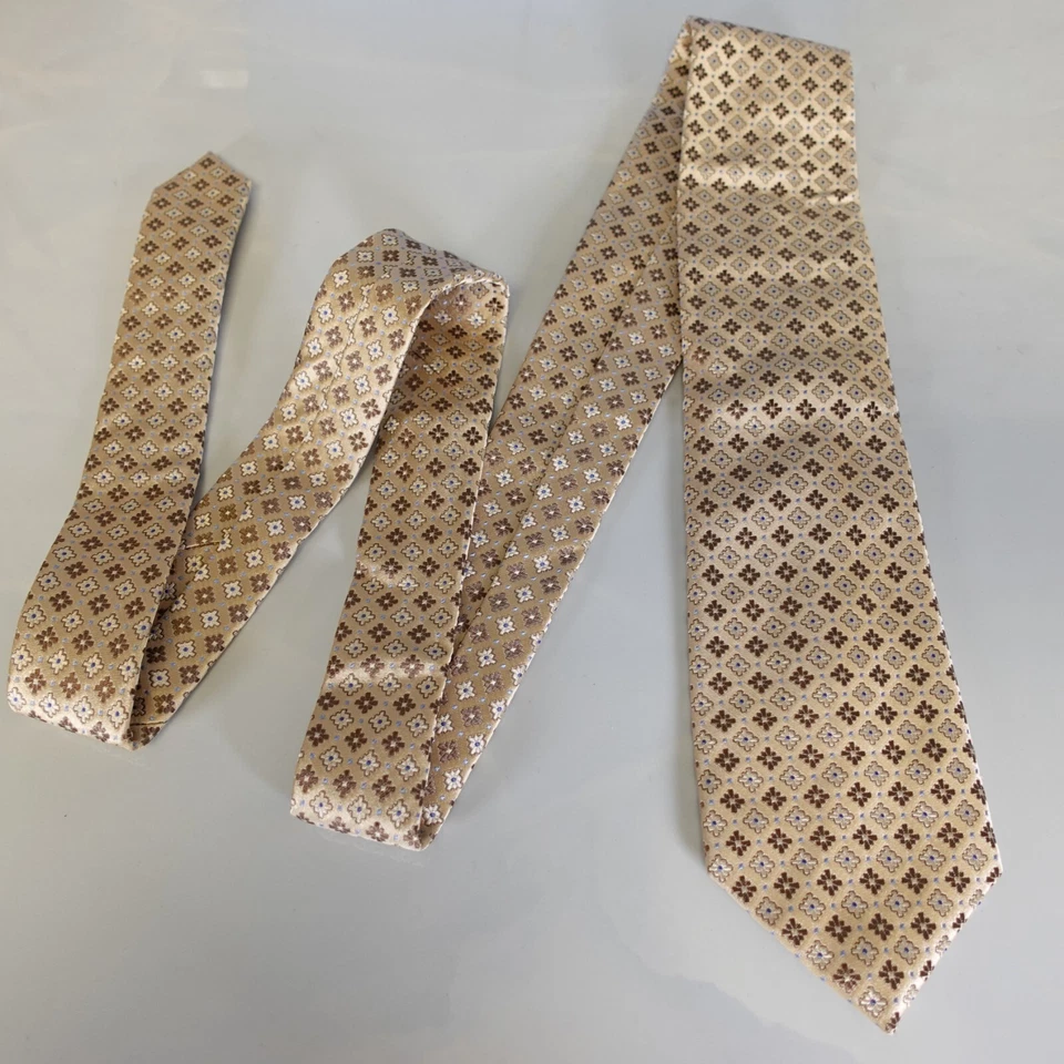 Atomic Tie 男式米色花卉 Starburst 提花编织丝绸领带 TASSO ELBA — 第 3/4 张图片