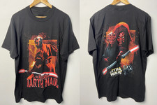 Darth Maul T Shirt Size Large Graphic Tee Double Sided Top Star Wars 90s Vintage