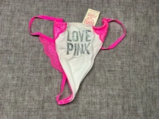 Vintage Victoria’s Secret Pink Cotton Lace Back Low Rise Thong Vstring M New