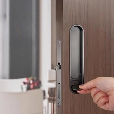 6" Pocket Door Lock Hardware with Pull, Invisible Sliding Door Lock Handle