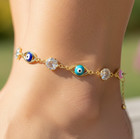Cubic Zirconia Evil Eye Anklet | 18K Gold plated Sparkling Charm Jewelry — photo 1