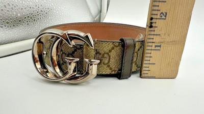 Gucci Interlocking G Belt GG Supreme Canvas Silver Buckle 245859 90 36 Mens