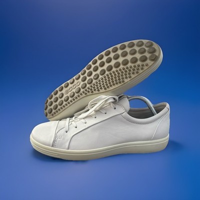 ECCO MENS SOFT 7 SNEAKERS LEATHER LACE-UP LOW TOP WHITE SZ 42 (8-8.5 US)