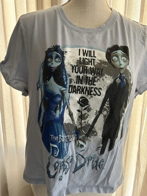 HT Corpse Bride  I Will Light Your Way  T-Shirt Jr. Cropped Blue Goth Hot Topic