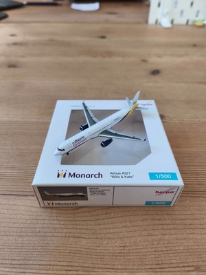Herpa Wings Monarch Airlines Airbus A321 G-OZBU 523219 1:500 ''Wills & Kate'' Lim.