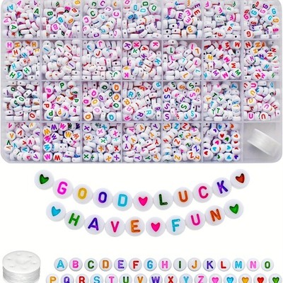 1300Pcs4x7mm white circular acrylic letter bead set for DIY jewelry production