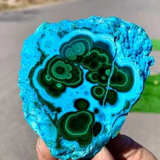 372G Natural Chrysocolla/Malachite transparent cluster rough mineral sample