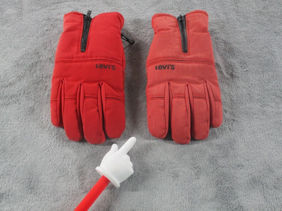 Levi's Thinsulate Guantes Rojo Invierno Esquí Nieve Guantes Adulto Hombre Mediano DEFECTO RARO Foto 2 de 4