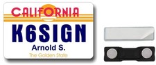 Ham Radio ID Badges - California License Plate - Amateur Radio
