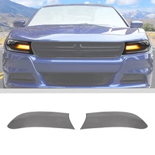 Smoked Black Front Head Light Lamp Guard Decor Cover Trim For Dodge Charger 15+