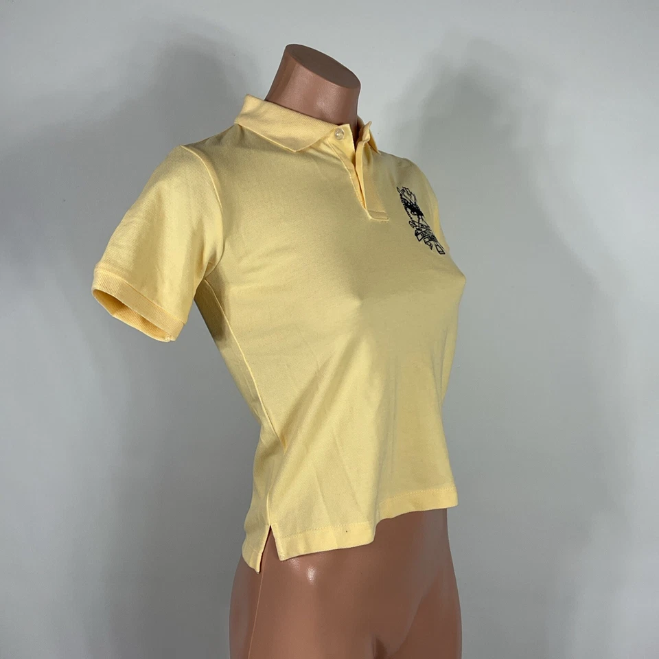 Vtg 90s Polo by Ralph Lauren yellow crest 5 stitched button polo/rugby shirt 8 - Image 4 of 4