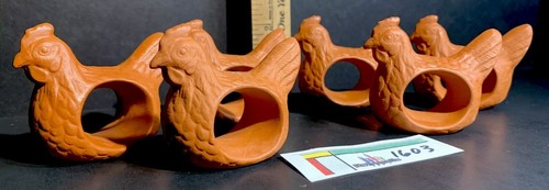 6 Keramik Hahn SERVIETTENRINGE Huhn Terrakotta Biskuit - Bild 1 von 7